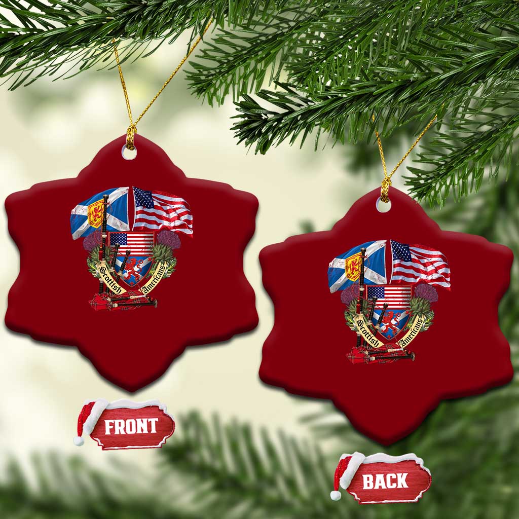 Scottish American Heritage Month Ceramic Ornament Bagpipe Vintage Scottish American Flag Thistle TS11 Print Your Wear
