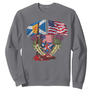 Scottish American Heritage Month Sweatshirt Bagpipe Vintage Scottish American Flag Thistle TS11 Charcoal Print Your Wear