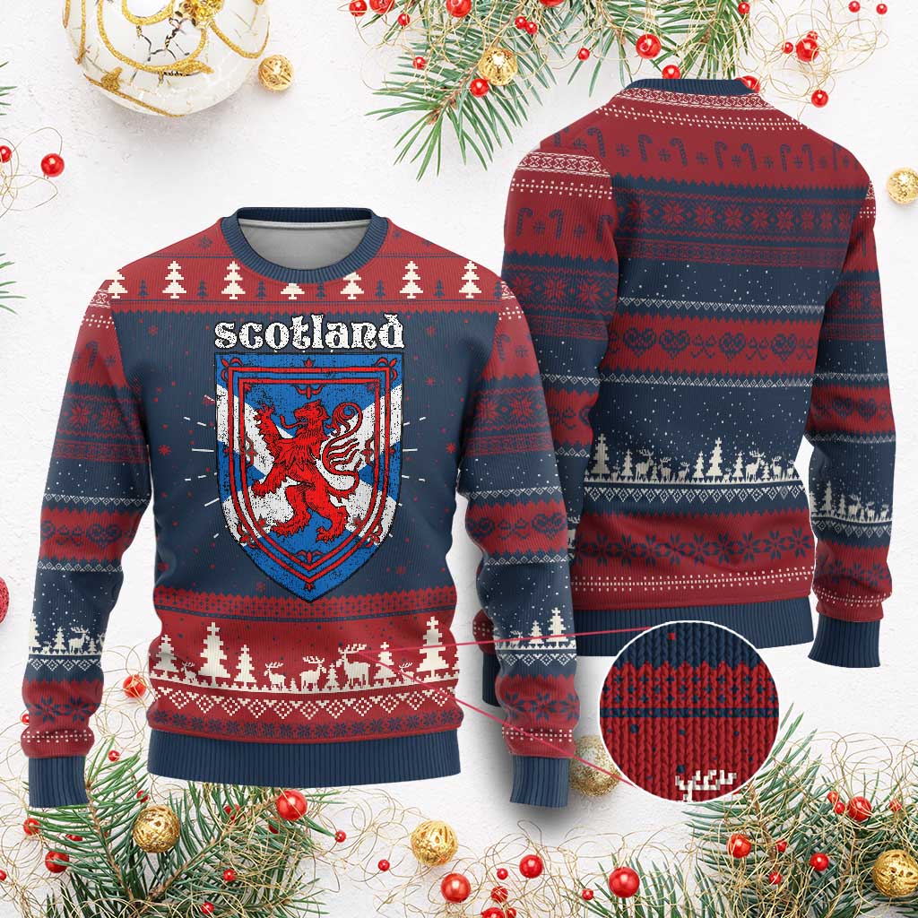 Scottish Pride Knit Sweatshirt Scottish Rampant Lion Flag Scotland Coat of Arms TS11 Burgundy Print Your Wear