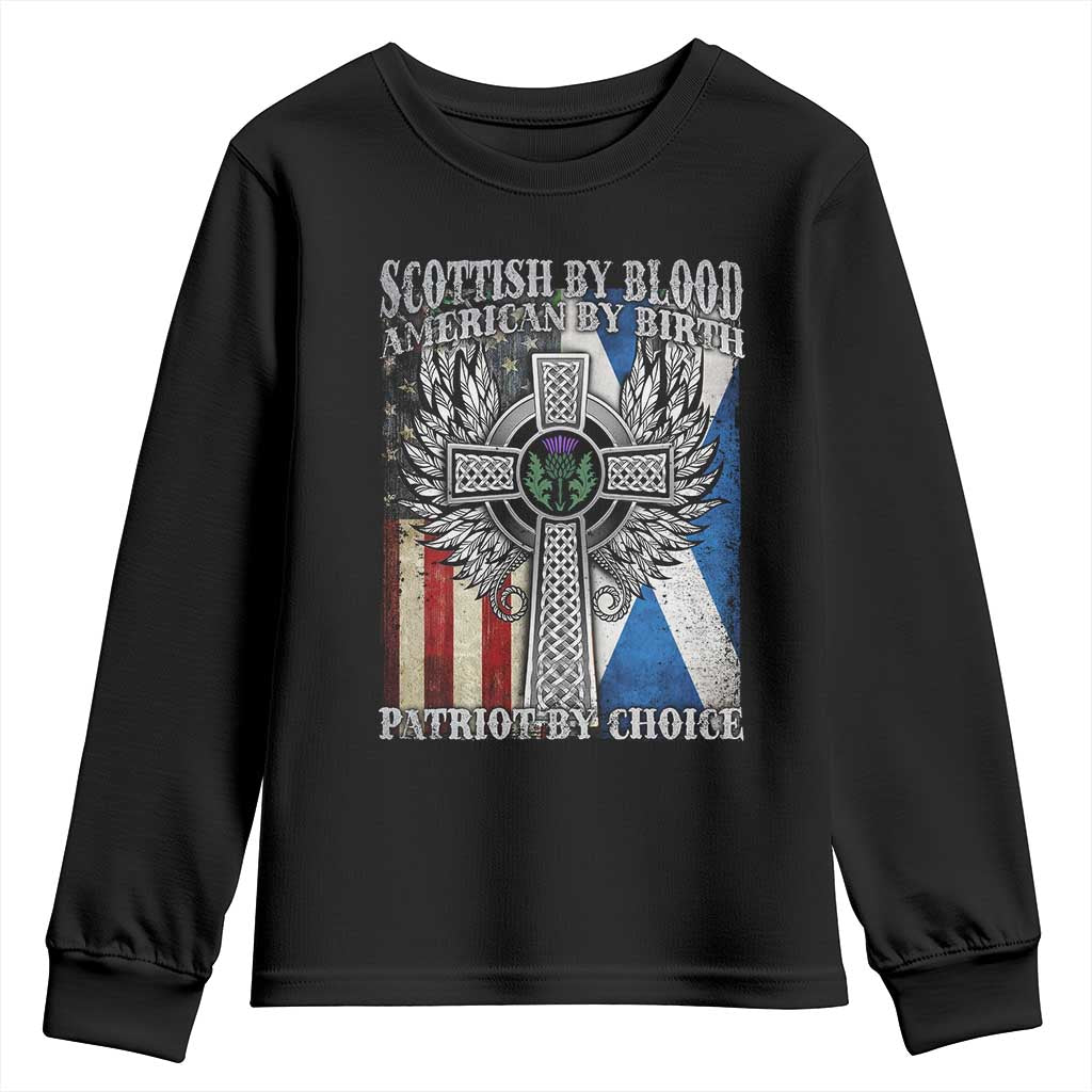 Scottish American Youth Sweatshirt Scottish By Blood American By Birth Patriot By Choice TS11 Black Print Your Wear