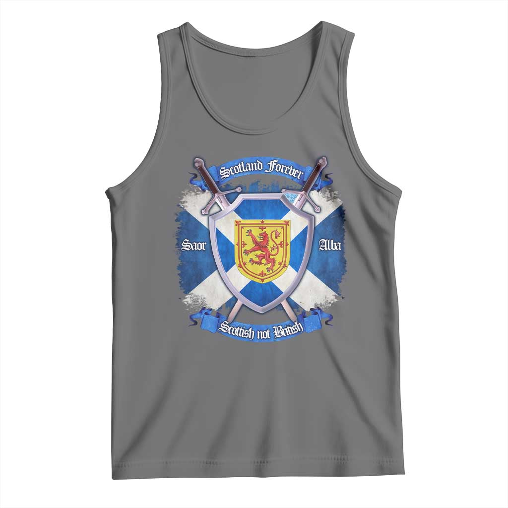 Scotland Forever Saor Alba Scottish Not British Tank Top Scottish Pride TS11 Black Heather Print Your Wear