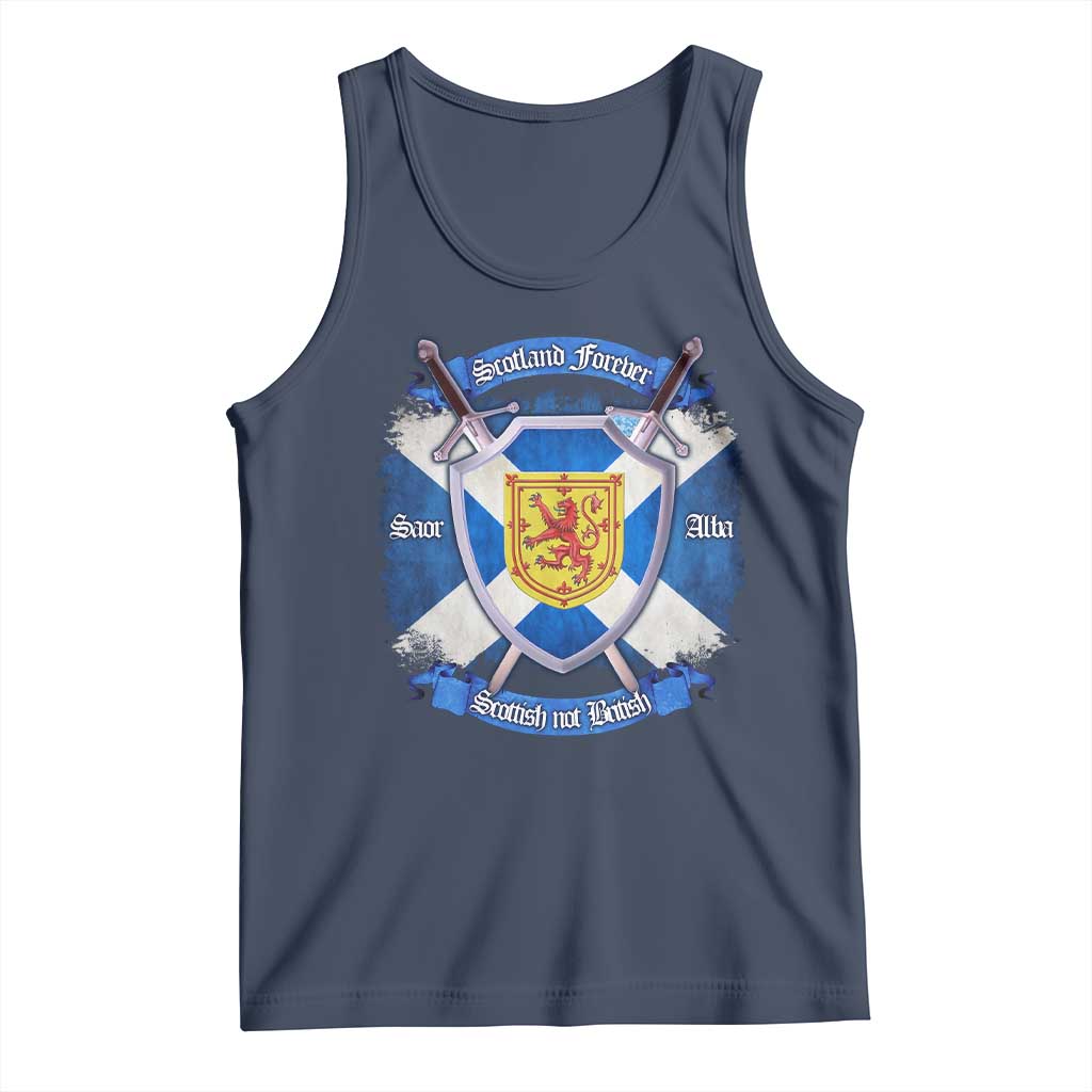 Scotland Forever Saor Alba Scottish Not British Tank Top Scottish Pride TS11 Navy Print Your Wear