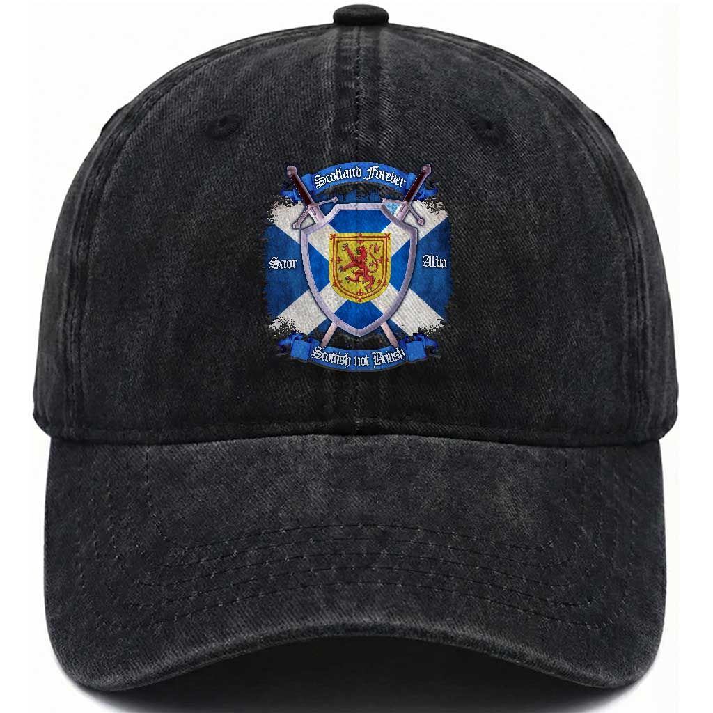 Scotland Forever Saor Alba Scottish Not British Washed Cotton Baseball Cap Scottish Pride TS11 Print Your Wear