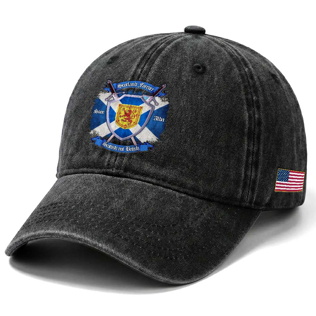 Scotland Forever Saor Alba Scottish Not British Washed Cotton Baseball Cap Scottish Pride TS11 Print Your Wear