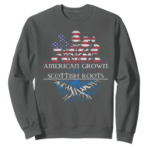 American Grown With Scottish Roots Sweatshirt Scottish American Heritage Thistle Flower TS11 Dark Heather Print Your Wear