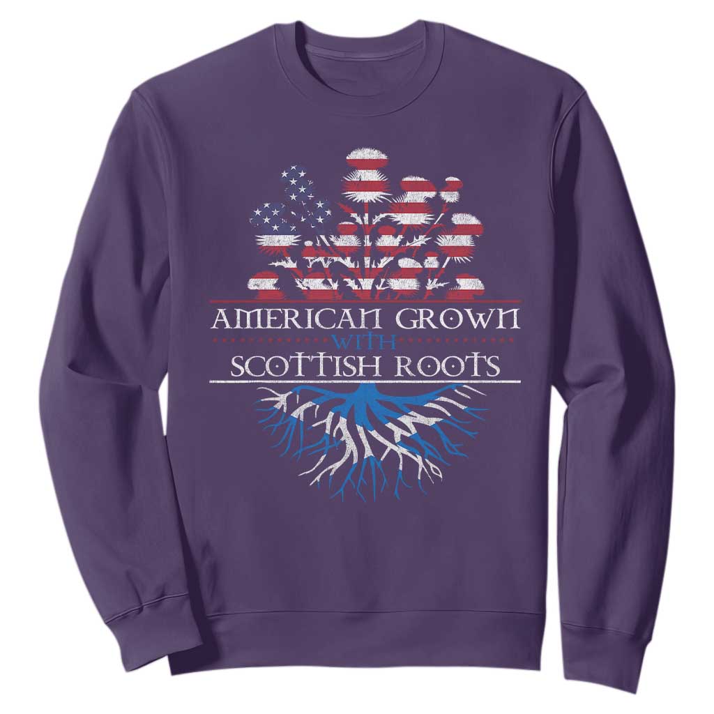 American Grown With Scottish Roots Sweatshirt Scottish American Heritage Thistle Flower TS11 Purple Print Your Wear
