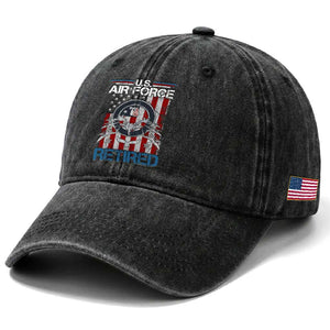 Veteran US Air Force Retired Washed Cotton Baseball Cap Vintage American Flag TS11 Print Your Wear