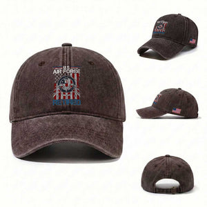 Veteran US Air Force Retired Washed Cotton Baseball Cap Vintage American Flag TS11 Washed Cap Universal Fit Dark Brown Print Your Wear