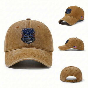 US Military Navy Veteran Washed Cotton Baseball Cap It Cannot Be Inherited Nor Can It Be Purchased I Have Earned It TS11 Washed Cap Universal Fit Yellow Ochre Print Your Wear