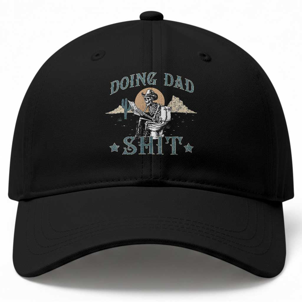 Funny Western Father Doing Dad Shit Baseball Cap Cowboy Skeleton Toilet Dad Jokes Father's Day TS11 Print Your Wear