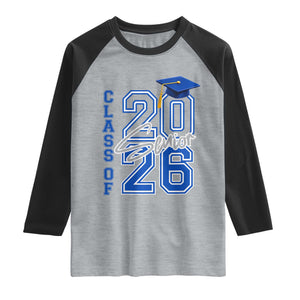 Class of 2026 Senior Raglan Shirt School Graduation 26 TS11 Heather Gray Black Print Your Wear