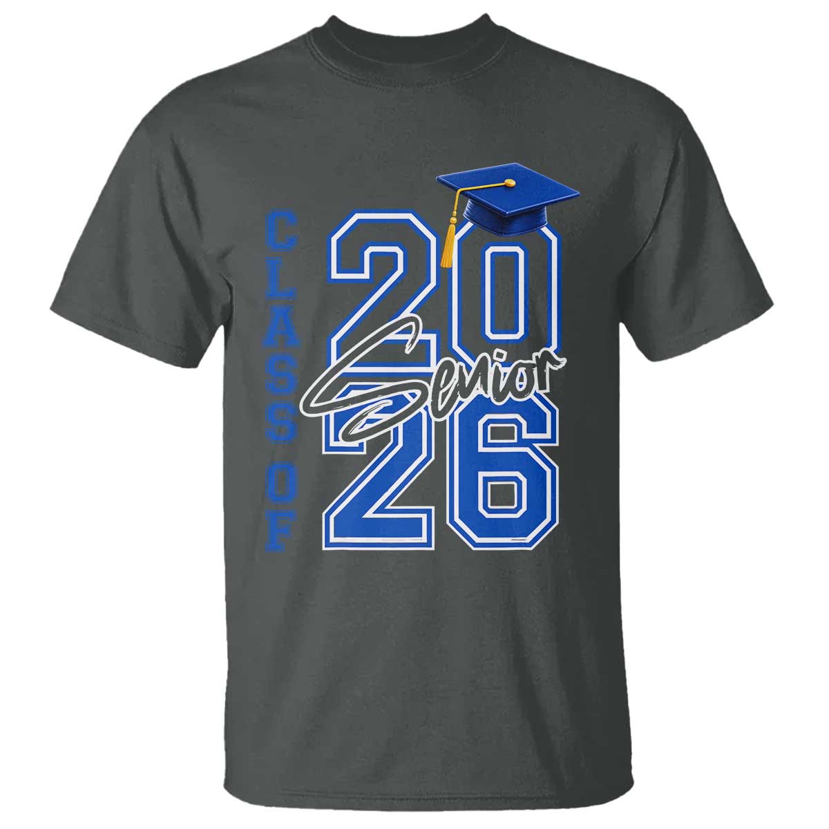 Class of 2026 Senior T Shirt School Graduation 26 TS11 Dark Heather Print Your Wear