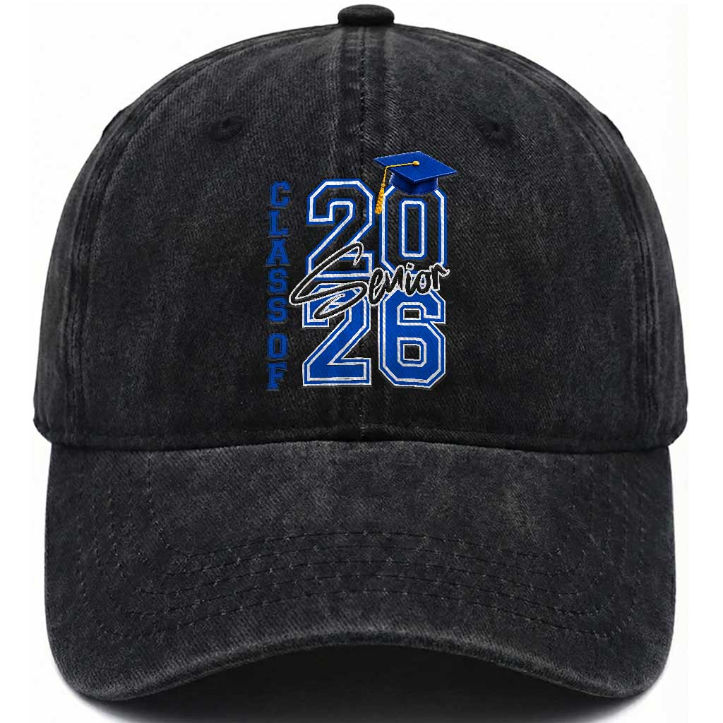 Class of 2026 Senior Washed Cotton Baseball Cap School Graduation 26 TS11 Print Your Wear