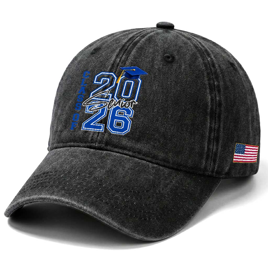 Class of 2026 Senior Washed Cotton Baseball Cap School Graduation 26 TS11 Print Your Wear