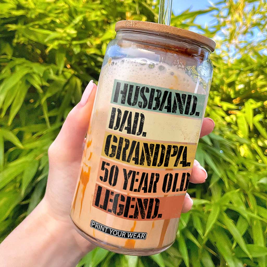 Husband Dad Grandpa 50 Year Old Legend Glass Can Funny 50th Birthday Fathers Day TS11 Black Print Your Wear