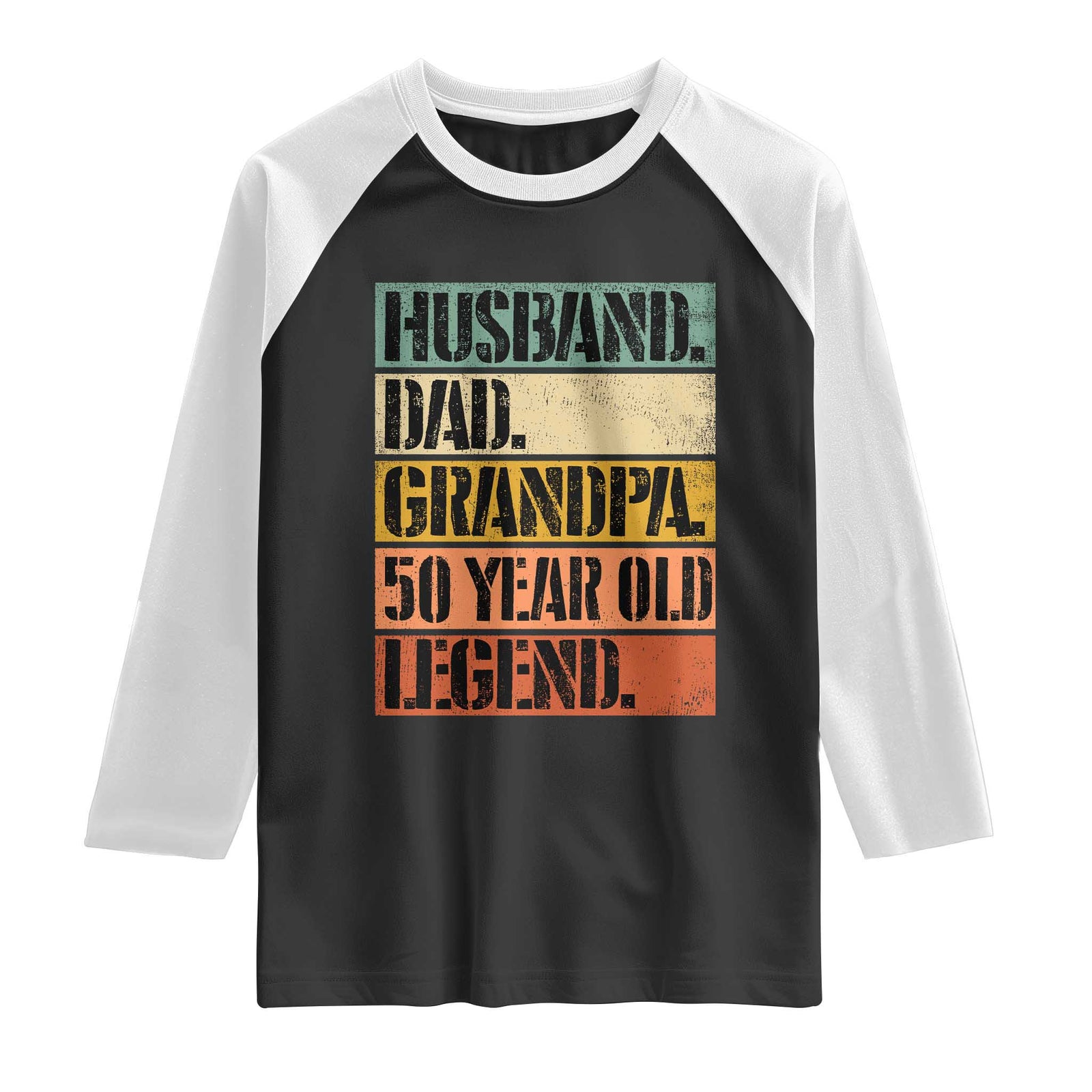 Husband Dad Grandpa 50 Year Old Legend Raglan Shirt Funny 50th Birthday Fathers Day TS11 Black White Print Your Wear