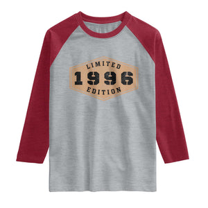 30th Birthday Raglan Shirt 1996 Limited Edition Gifts For Turning 30 TS11 Heather Gray Heather Red Print Your Wear