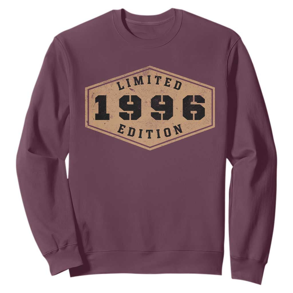 30th Birthday Sweatshirt 1996 Limited Edition Gifts For Turning 30 TS11 Maroon Print Your Wear