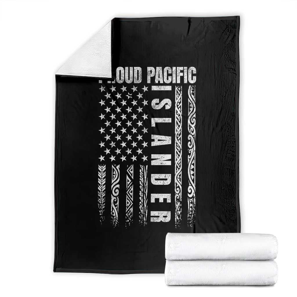 Proud Pacific Islander Throw Blanket AAPI Heritage Month Polynesian Tribal American Flag TS11 Black Print Your Wear