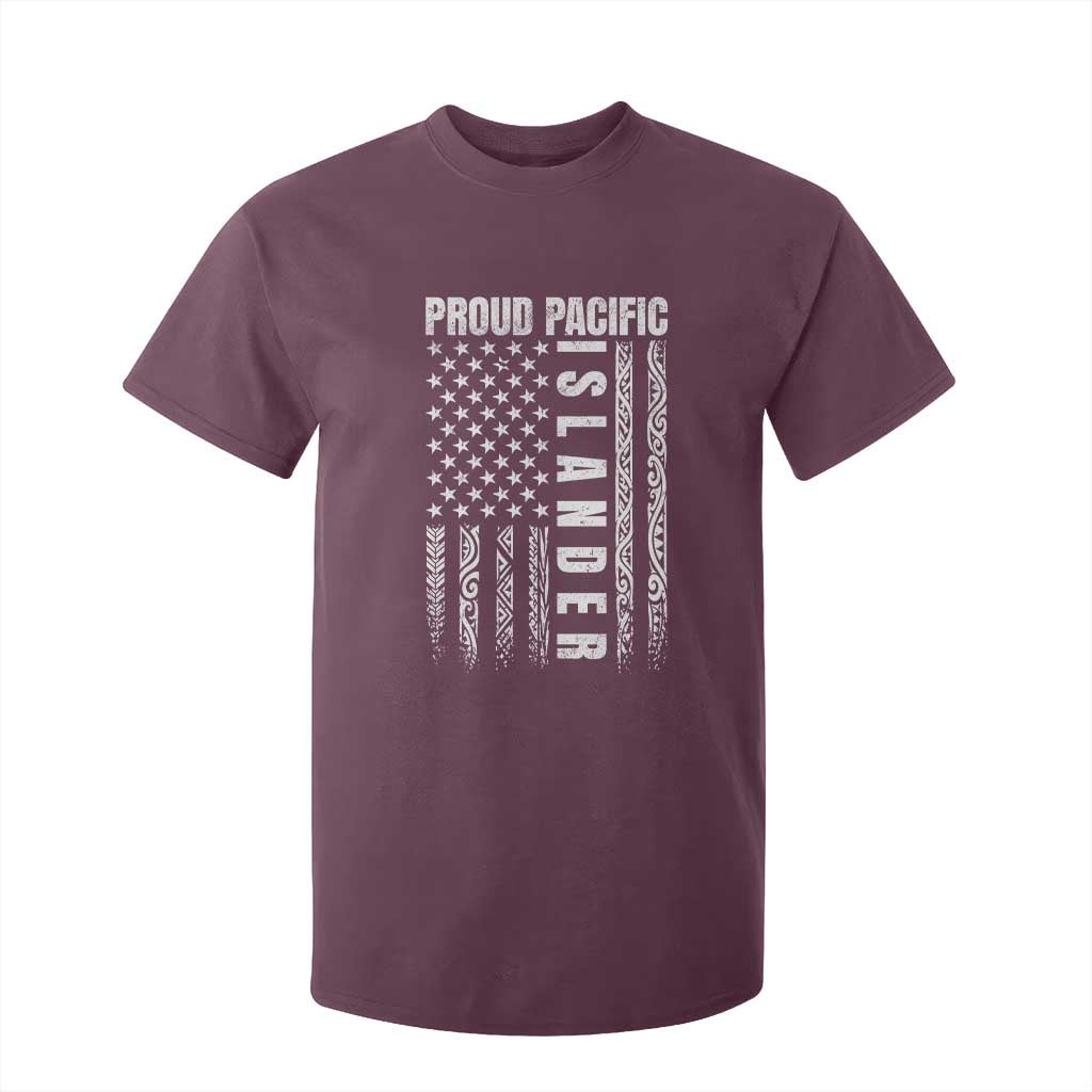 Proud Pacific Islander T Shirt For Kid AAPI Heritage Month Polynesian Tribal American Flag TS11 Maroon Print Your Wear