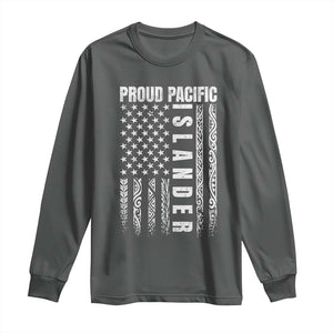 Proud Pacific Islander Long Sleeve Shirt AAPI Heritage Month Polynesian Tribal American Flag TS11 Dark Heather Print Your Wear