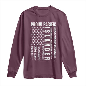 Proud Pacific Islander Long Sleeve Shirt AAPI Heritage Month Polynesian Tribal American Flag TS11 Maroon Print Your Wear
