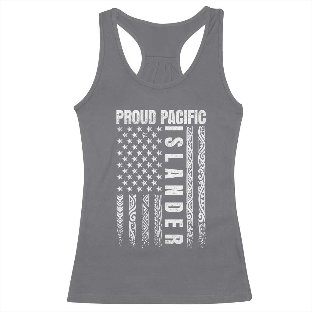 Proud Pacific Islander Racerback Tank Top AAPI Heritage Month Polynesian Tribal American Flag TS11 Charcoal Print Your Wear
