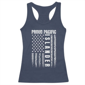Proud Pacific Islander Racerback Tank Top AAPI Heritage Month Polynesian Tribal American Flag TS11 Navy Print Your Wear