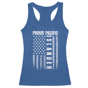 Proud Pacific Islander Racerback Tank Top AAPI Heritage Month Polynesian Tribal American Flag TS11 Royal Blue Print Your Wear