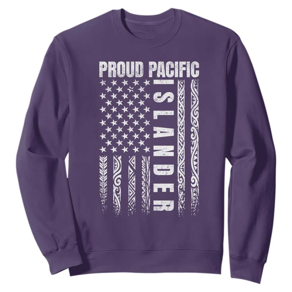 Proud Pacific Islander Sweatshirt AAPI Heritage Month Polynesian Tribal American Flag TS11 Purple Print Your Wear