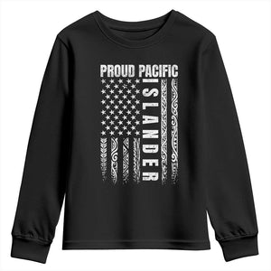 Proud Pacific Islander Youth Sweatshirt AAPI Heritage Month Polynesian Tribal American Flag TS11 Black Print Your Wear