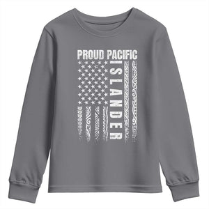 Proud Pacific Islander Youth Sweatshirt AAPI Heritage Month Polynesian Tribal American Flag TS11 Charcoal Print Your Wear