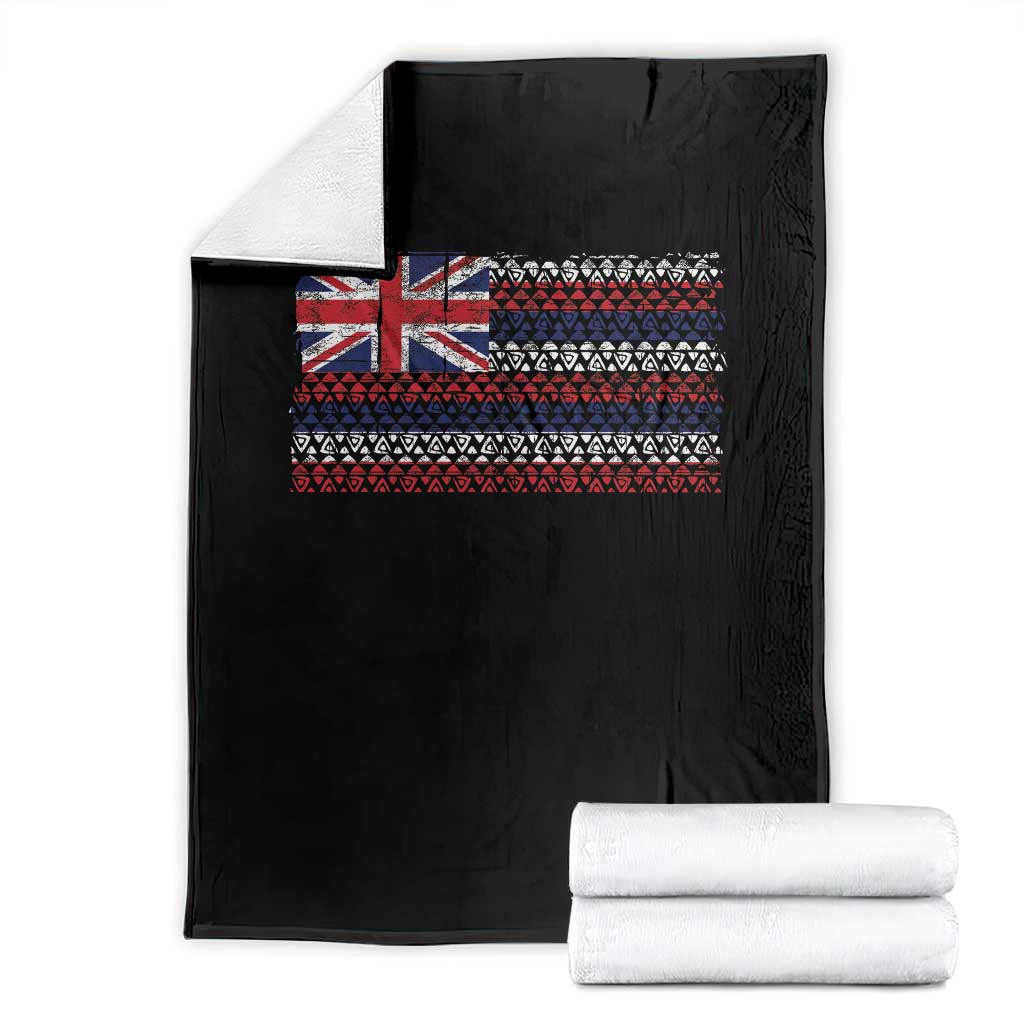 Hawaiian Tribal Flag State of Hawaii Throw Blanket TS11 Black Print Your Wear