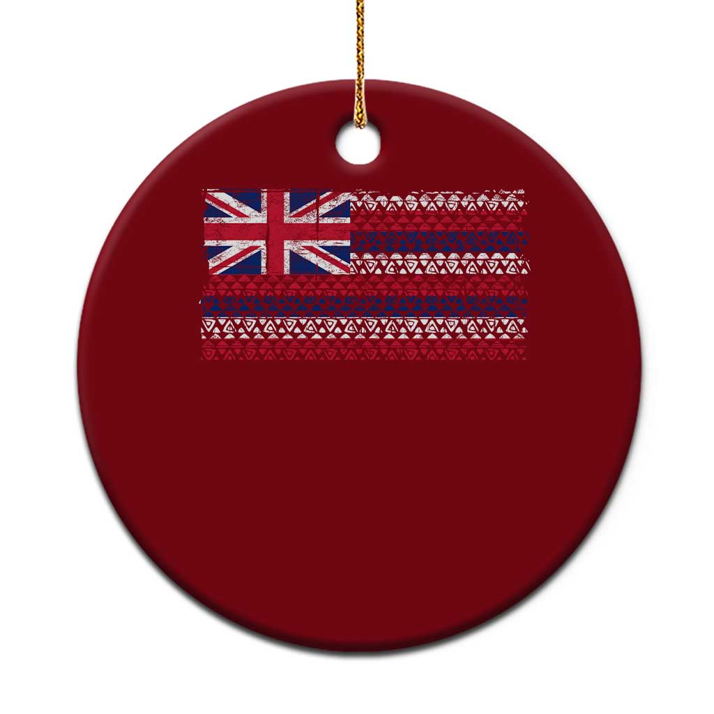 Hawaiian Tribal Flag State of Hawaii Ceramic Ornament TS11 1pc Red Print Your Wear