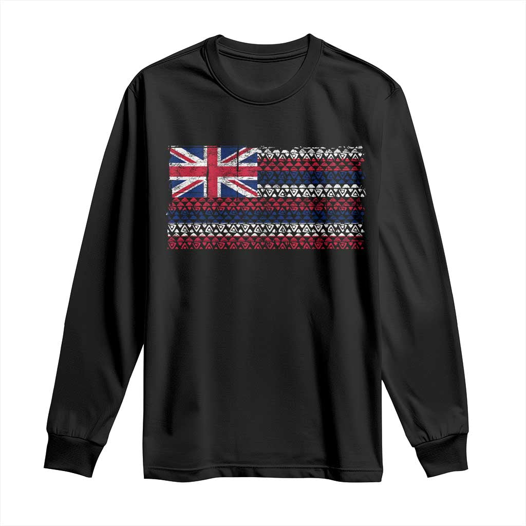 Hawaiian Tribal Flag State of Hawaii Long Sleeve Shirt TS11 Black Print Your Wear