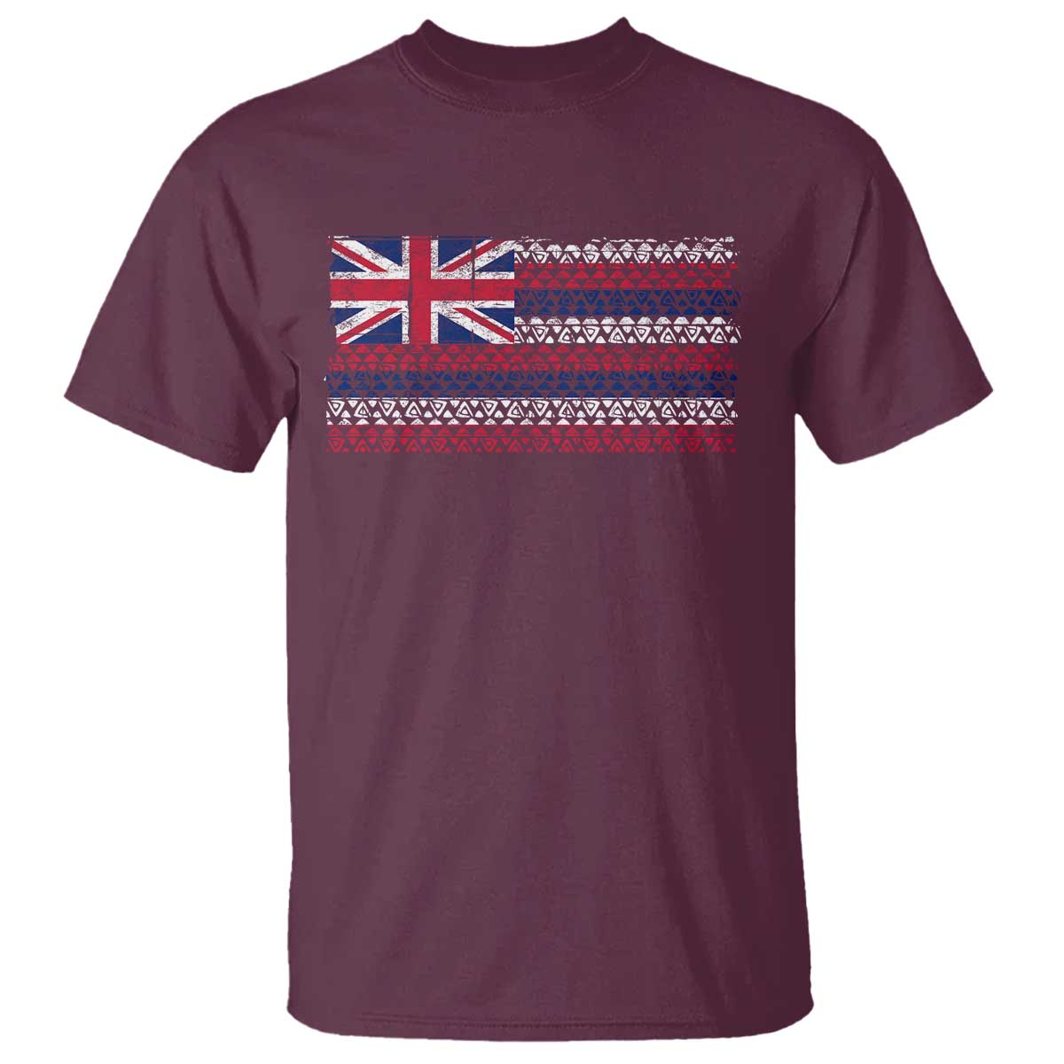 Hawaiian Tribal Flag State of Hawaii T Shirt TS11 Maroon Print Your Wear