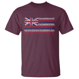 Hawaiian Tribal Flag State of Hawaii T Shirt TS11 Maroon Print Your Wear