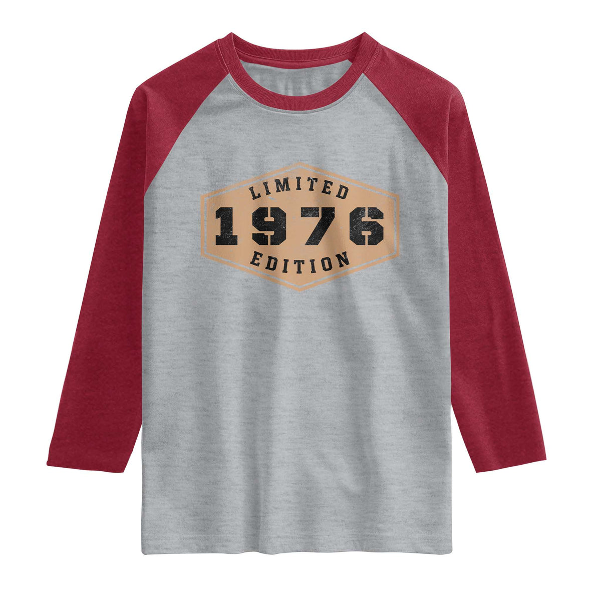 50th Birthday Raglan Shirt 1976 Limited Edition Gifts For Turning 50 TS11 Heather Gray Heather Red Print Your Wear