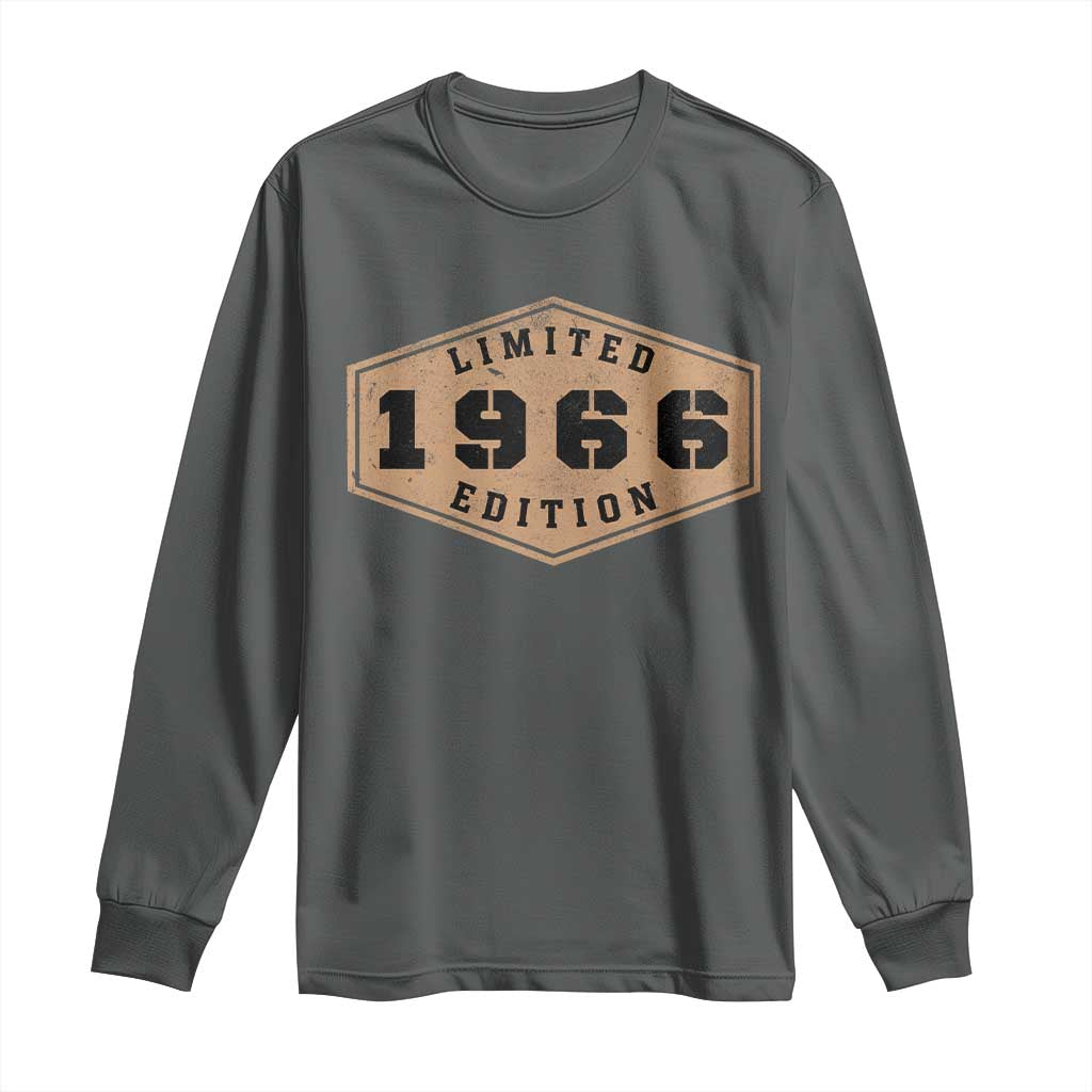 60th Birthday Long Sleeve Shirt 1966 Limited Edition Gifts For Turning 60 TS11 Dark Heather Print Your Wear