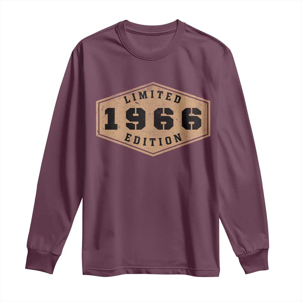 60th Birthday Long Sleeve Shirt 1966 Limited Edition Gifts For Turning 60 TS11 Maroon Print Your Wear