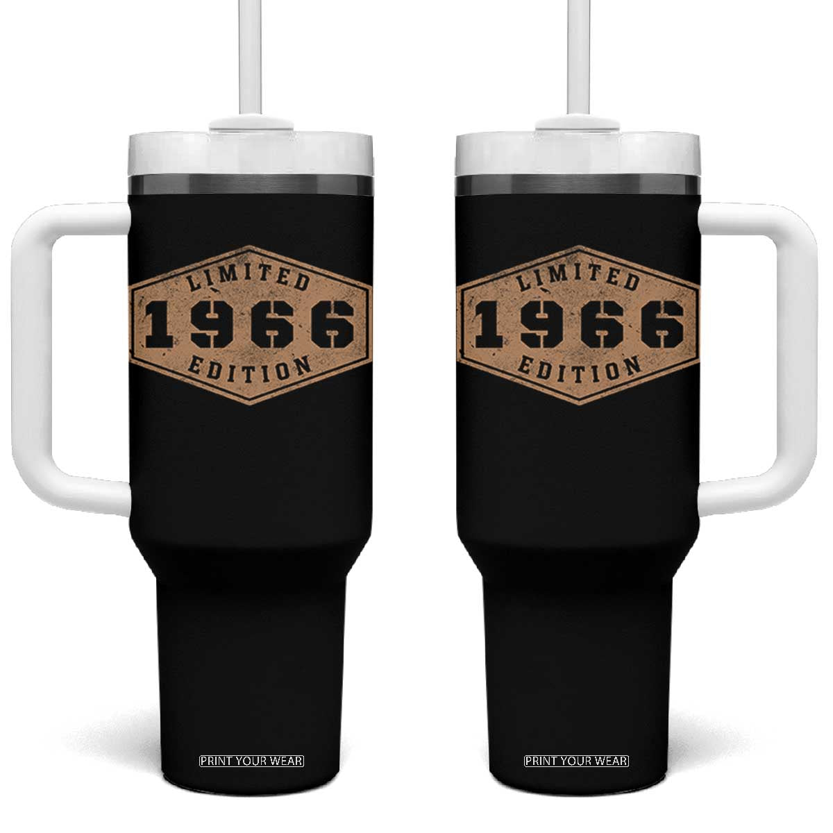 60th Birthday Tumbler With Handle 1966 Limited Edition Gifts For Turning 60 TS11 One Size: 40 oz Black Print Your Wear