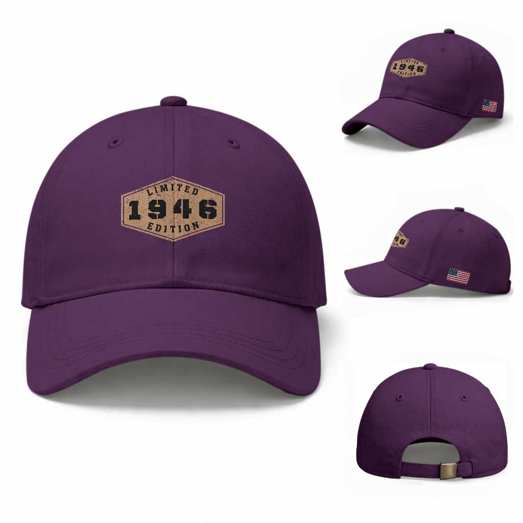 80th Birthday Baseball Cap 1946 Limited Edition Gifts For Turning 80 TS11 Baseball Cap Universal Fit Purple Print Your Wear