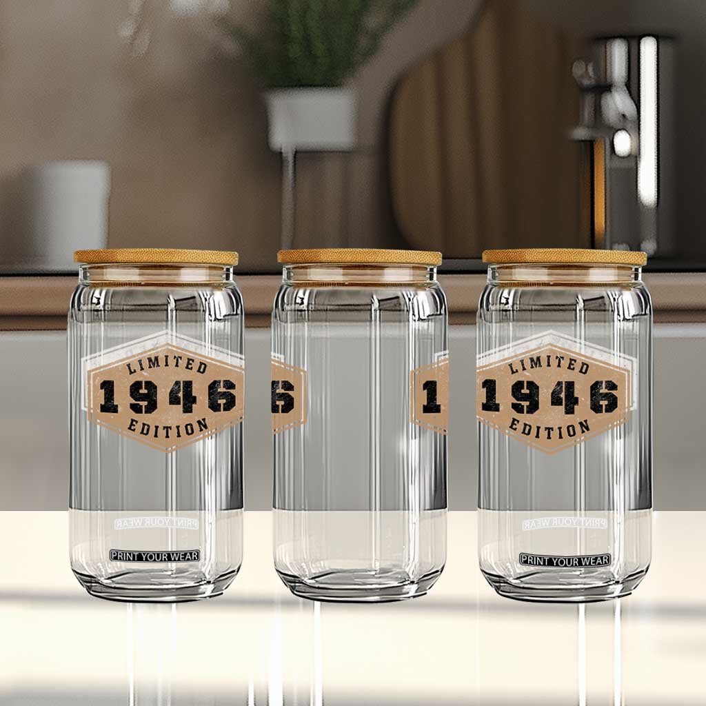 80th Birthday Glass Can 1946 Limited Edition Gifts For Turning 80 TS11 Print Your Wear