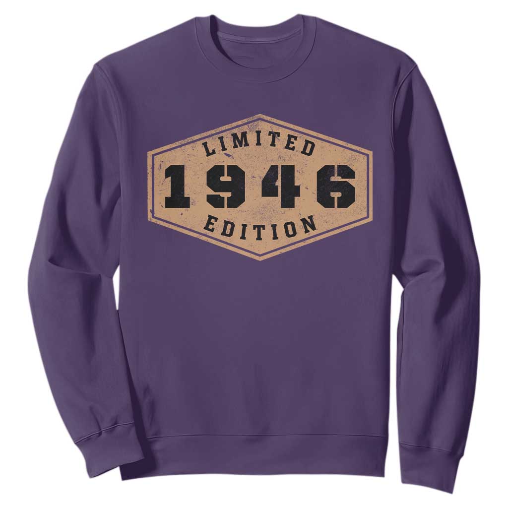 80th Birthday Sweatshirt 1946 Limited Edition Gifts For Turning 80 TS11 Purple Print Your Wear