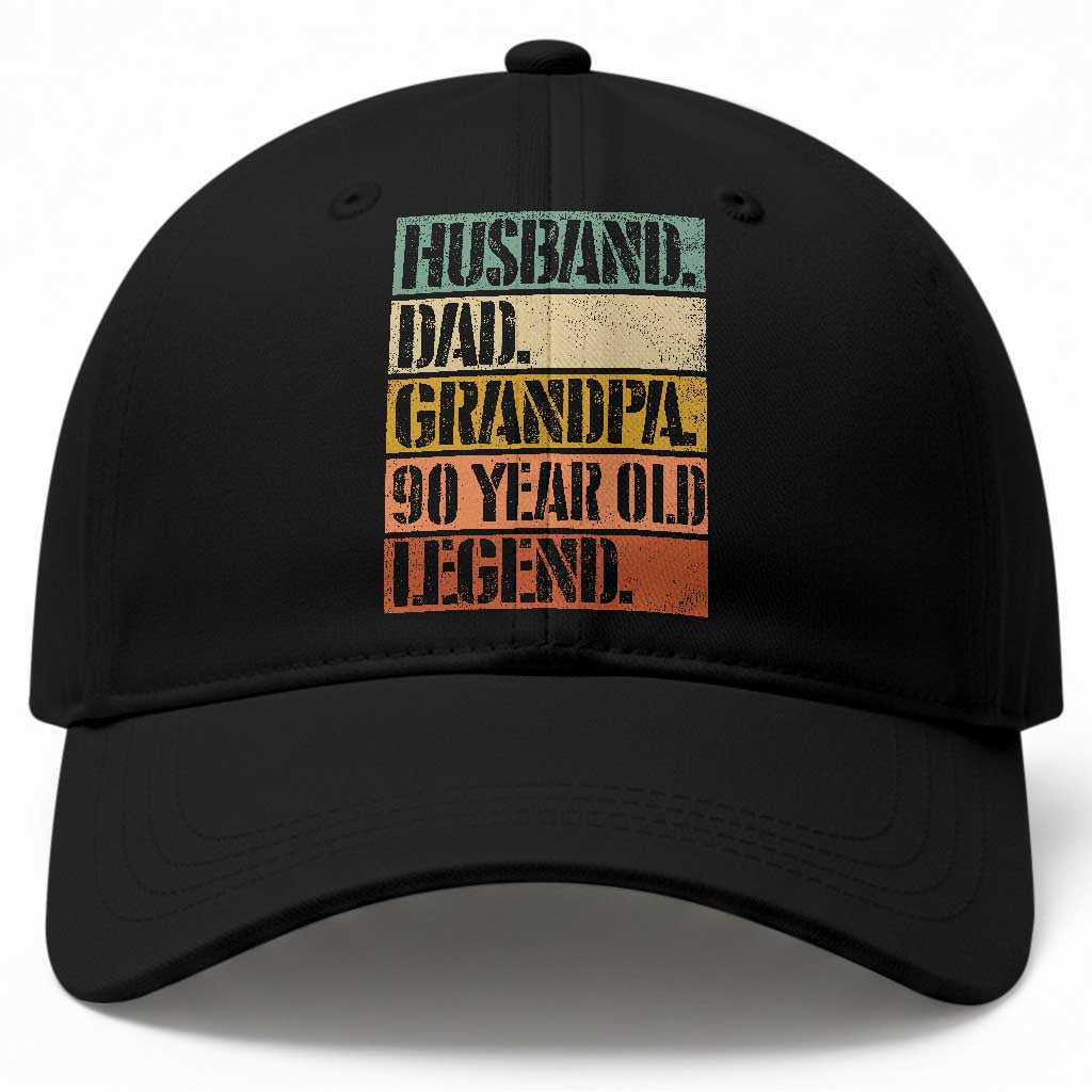 Husband Dad Grandpa 90 Year Old Legend Baseball Cap Funny 90th Birthday Fathers Day TS11 Print Your Wear