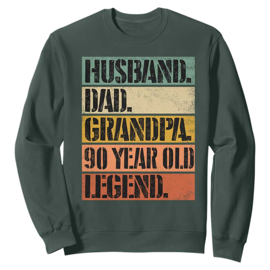 Husband Dad Grandpa 90 Year Old Legend Sweatshirt Funny 90th Birthday Fathers Day TS11 Dark Forest Green Print Your Wear