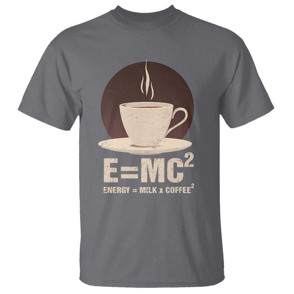 Funny Science T Shirt E=MC2 Energy Milk Coffee Formula TS11 Charcoal Print Your Wear