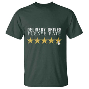 Delivery Driver T Shirt Please Rate Five Star Food Dash Dash Grub Grocery Deliveries Rating App TS11 Dark Forest Green Print Your Wear