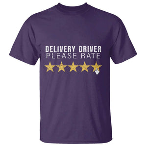 Delivery Driver T Shirt Please Rate Five Star Food Dash Dash Grub Grocery Deliveries Rating App TS11 Purple Print Your Wear