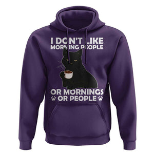 Sarcastic Cat Hoodie I Don't Like Morning People Mean Face With Coffee Cup TS11 Purple Print Your Wear